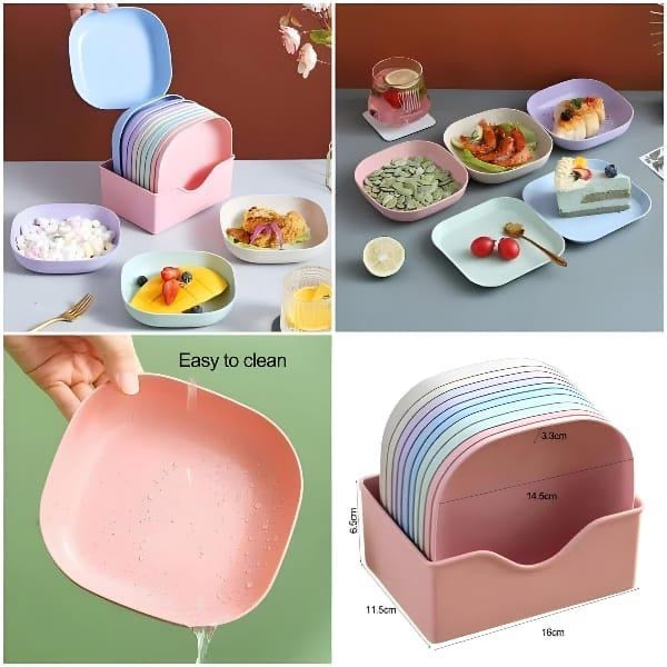 10 pcs colorful plates with stand