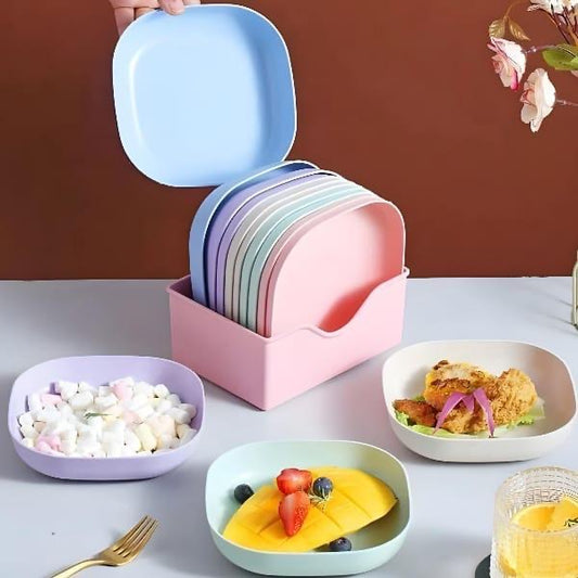 10 pcs colorful plates with stand